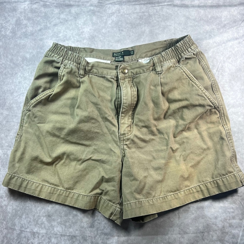 Royal Robbins Canvas Shorts Mens 32 Olive Green Elastic Waist Hiking Travel 1041